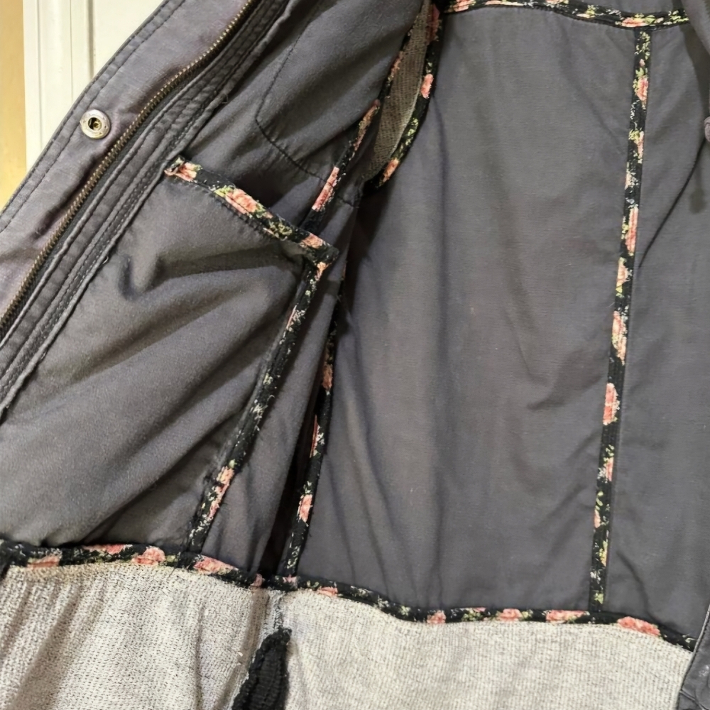 Free People Multi-color Hooded Jacket Zipper Snap Front Size Medium EUC - Picture 7 of 13